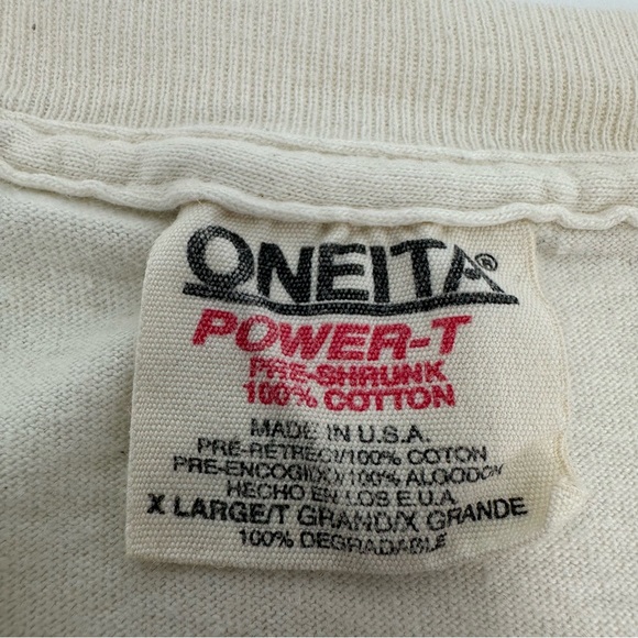 Vintage 90s Tshirt "I Survived the Winter" XL Adult Single Stitch Tee Beige Blue - Picture 3 of 12